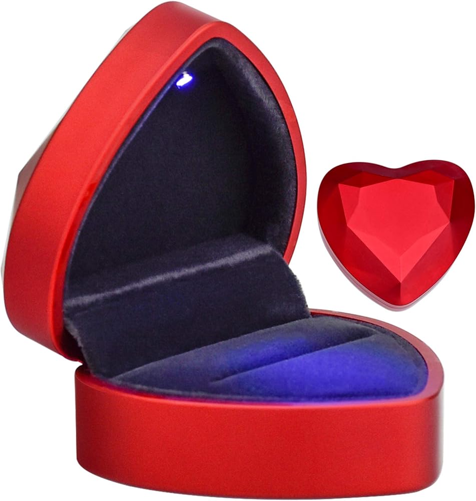 3D Heart Light Up Ring Box