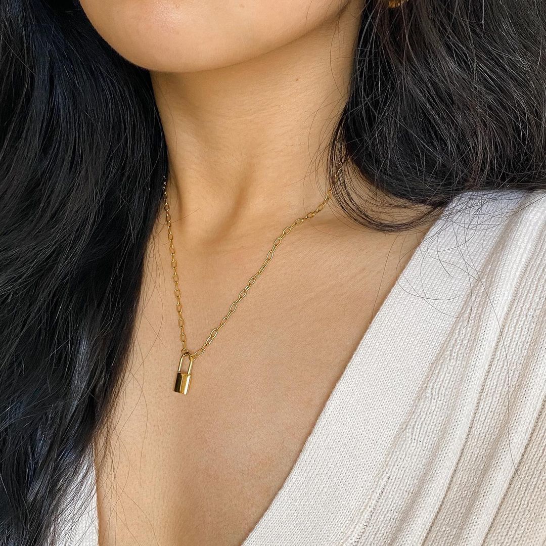 Golden Alexa Lock Stainless Steel Chain Necklace