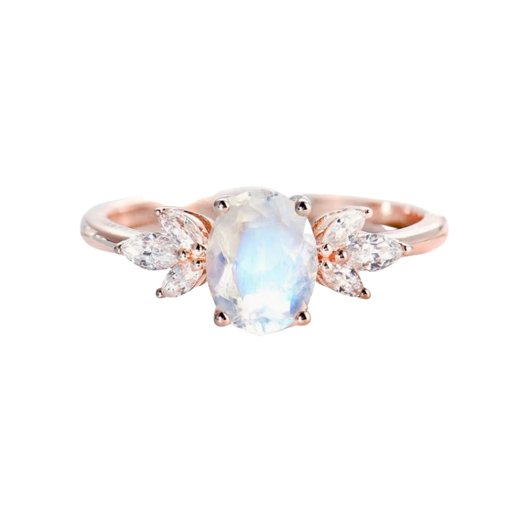 Handmade Pink Moonstone Ring - 925 Sterling Silver Oval Natural Gemstone - All Sizes