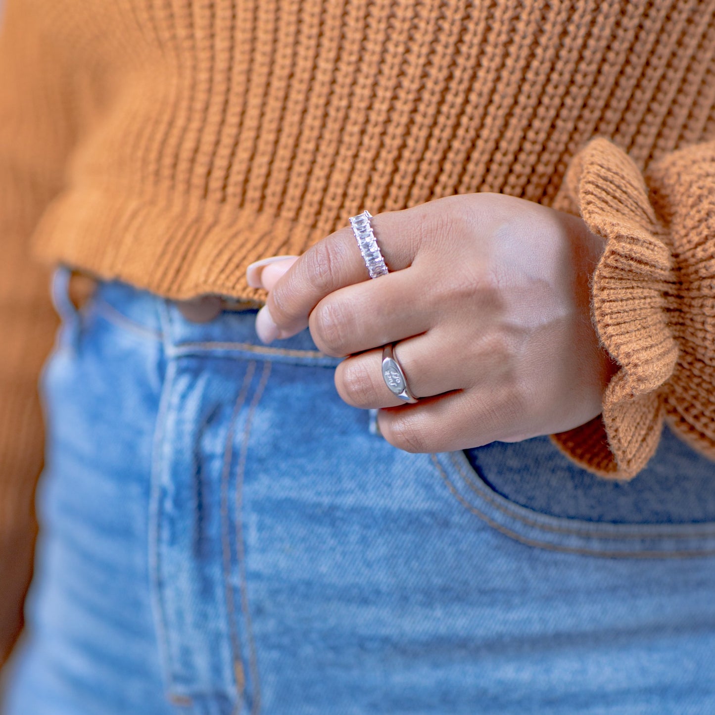 Dainty Oval Leave Me Alone Fashion Ring