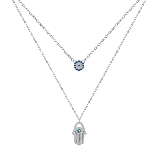 Double Layer Hamsa Necklace