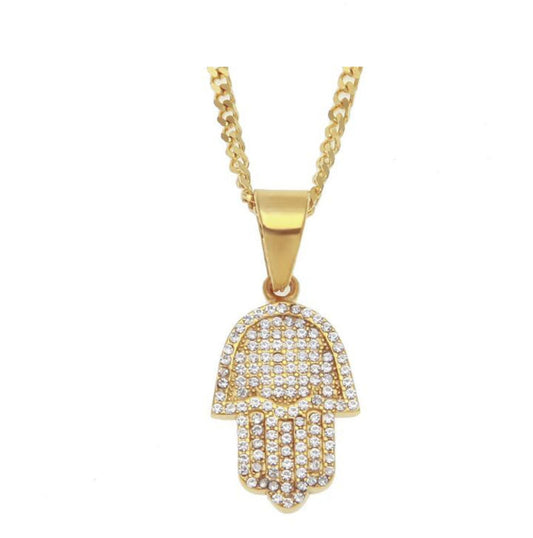 46 cm Golden Hamsa Stainless Steel Necklace