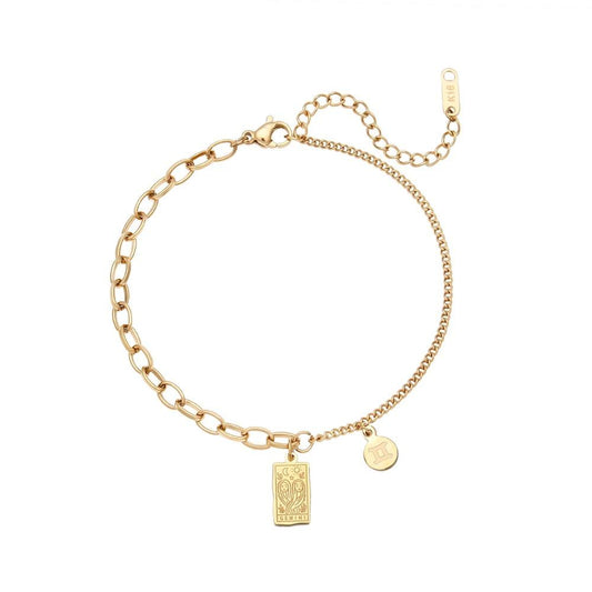 Golden Zodiac Card Chain Bracelet