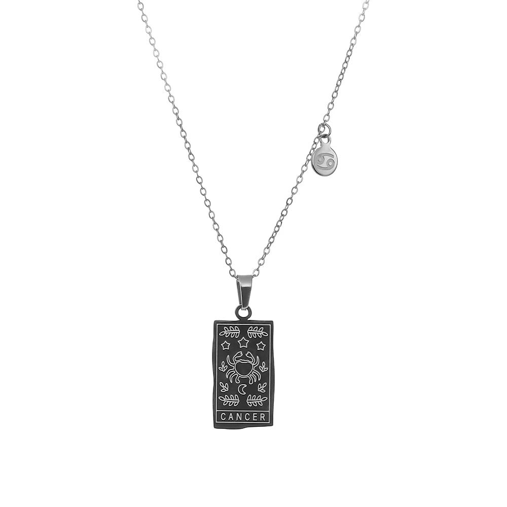 Stainless Steel Zodiac Card Chain Necklace