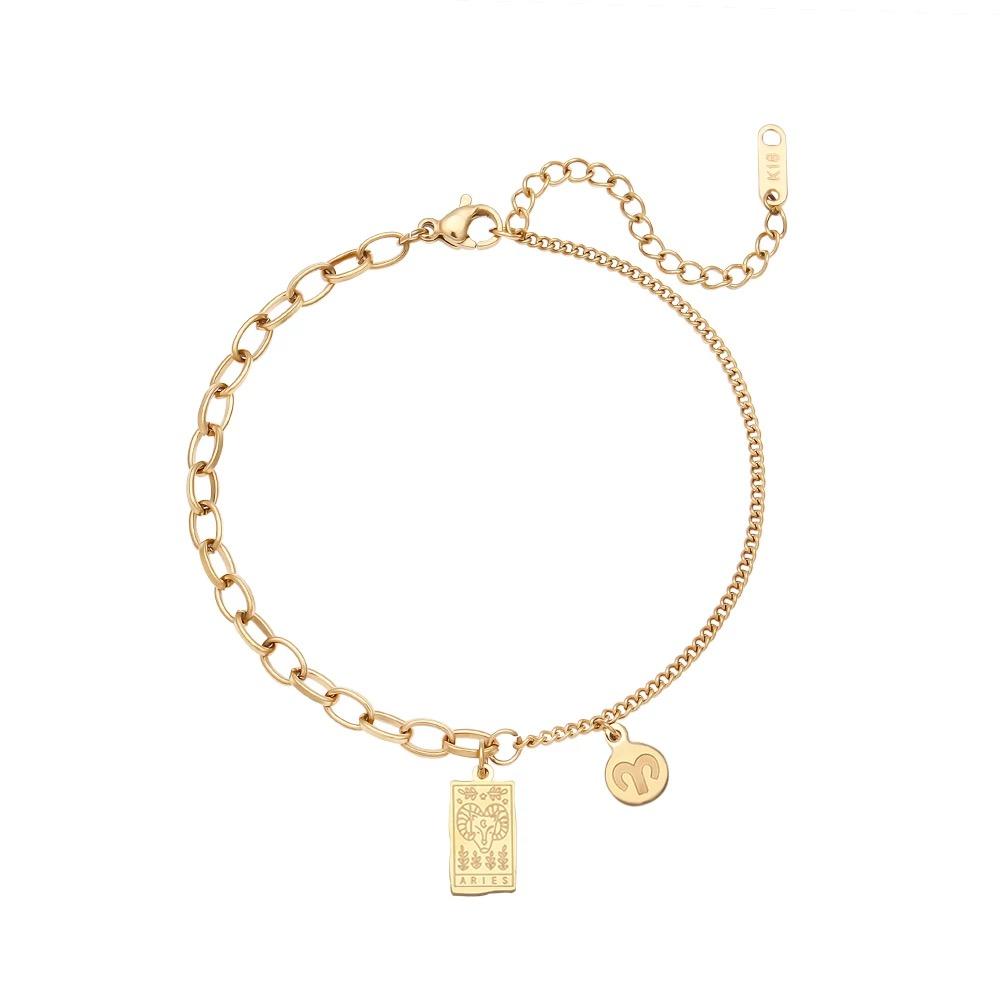 Golden Zodiac Card Chain Bracelet