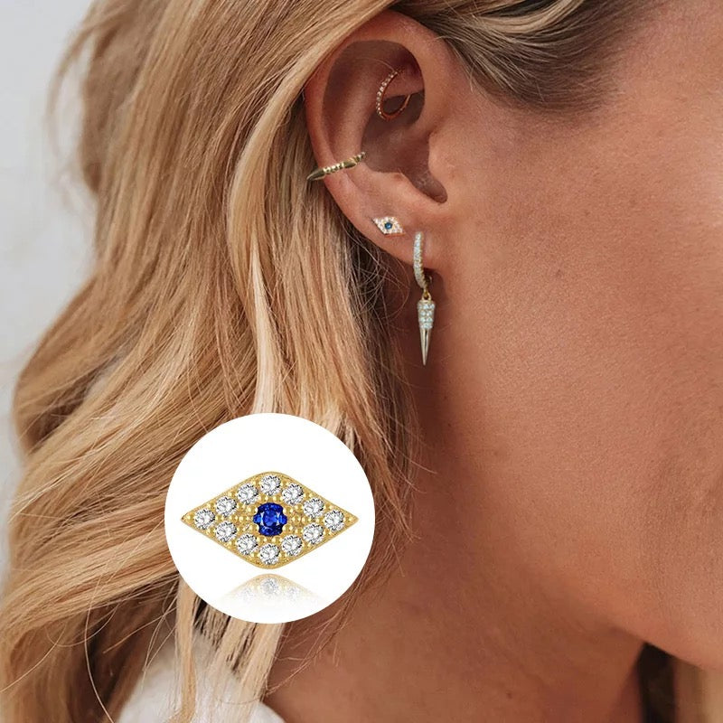 Stainless Steel Women's Evil Eye Stud Earrings