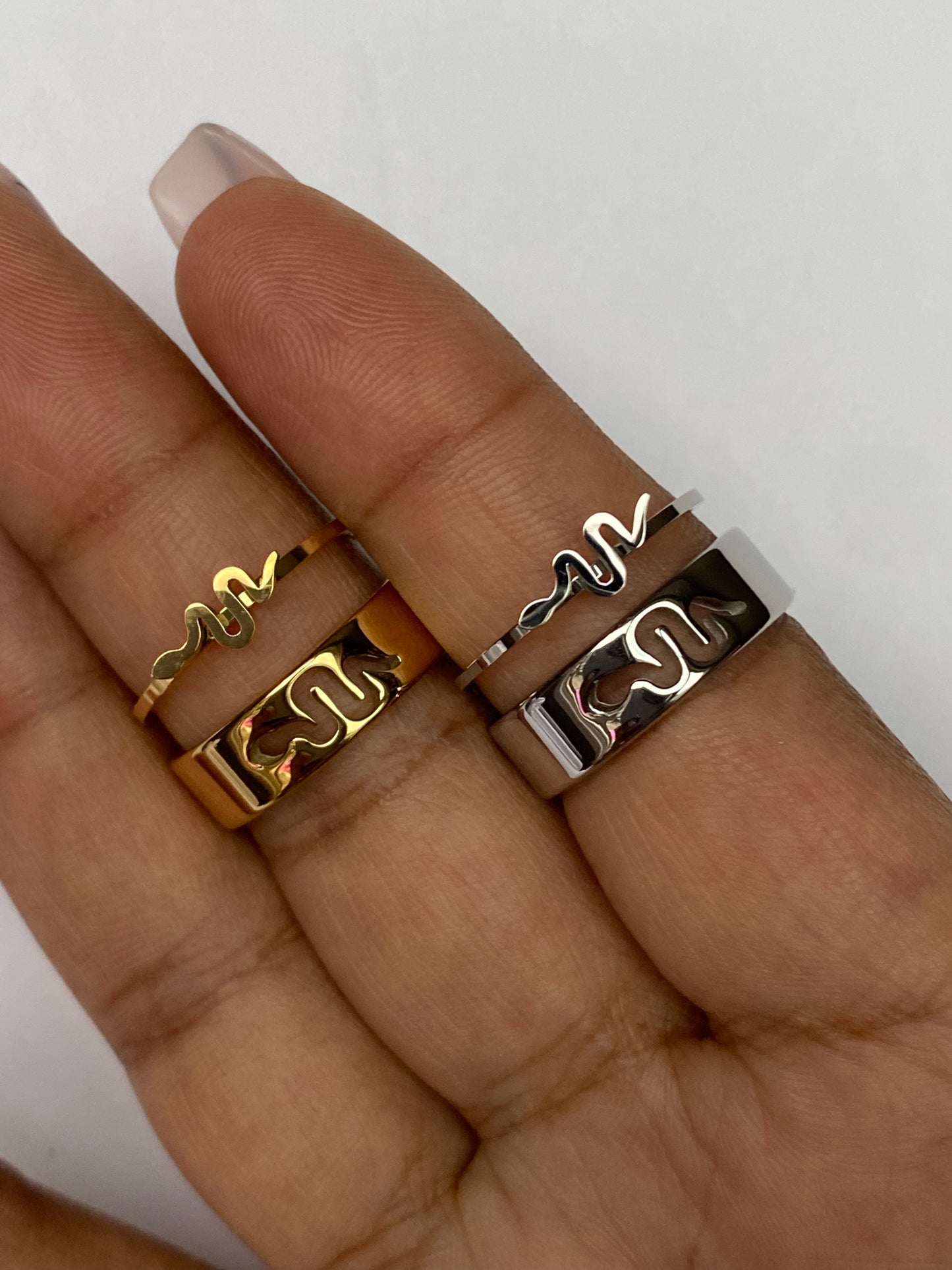 Stainless Steel Snake Matching Fashion Rings