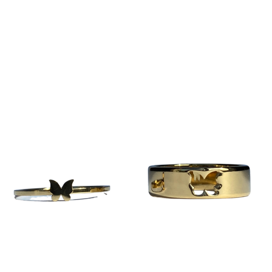 Stainless Steel Butterfly Matching Fashion Rings