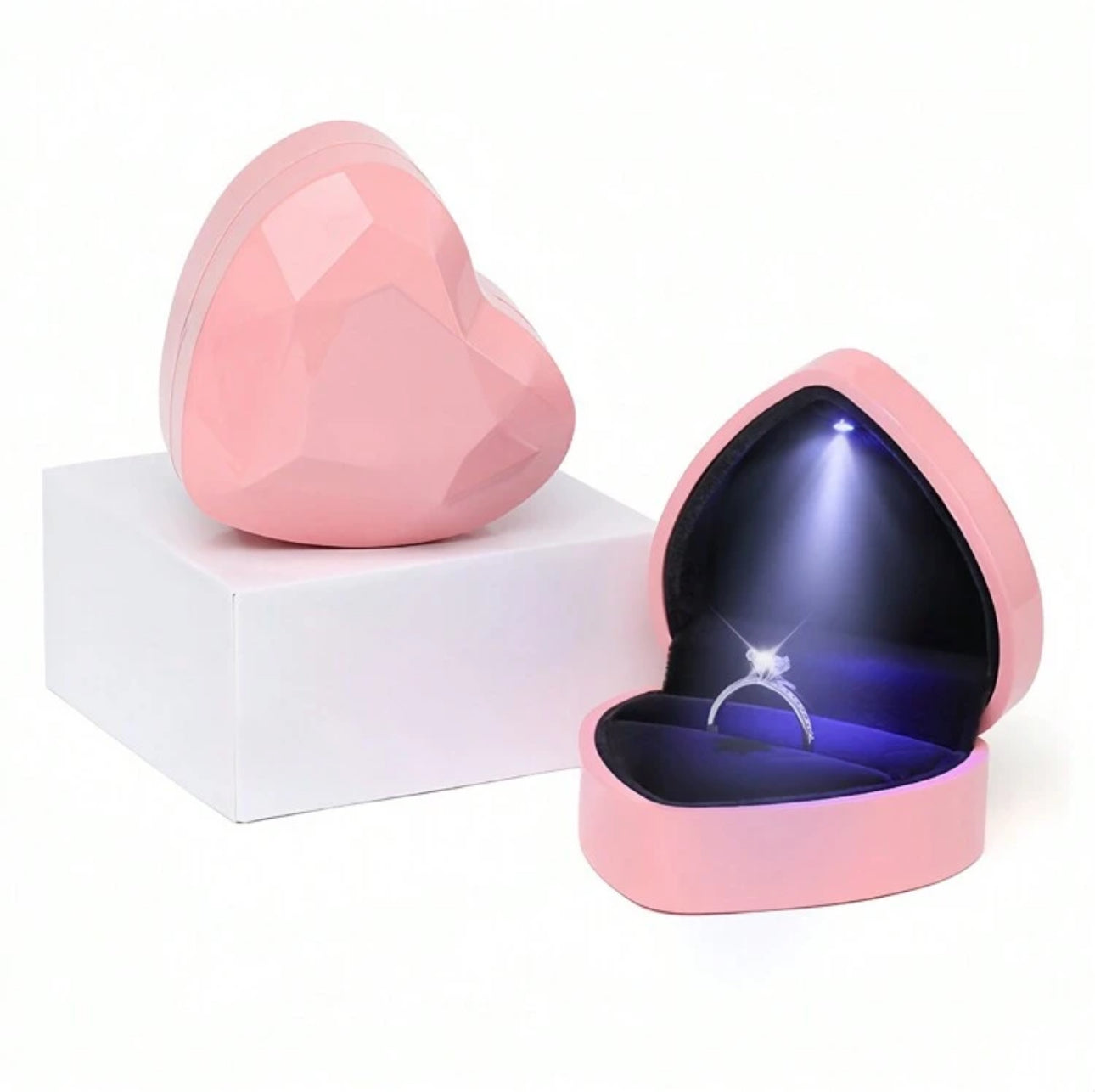 3D Heart Light Up Ring Box