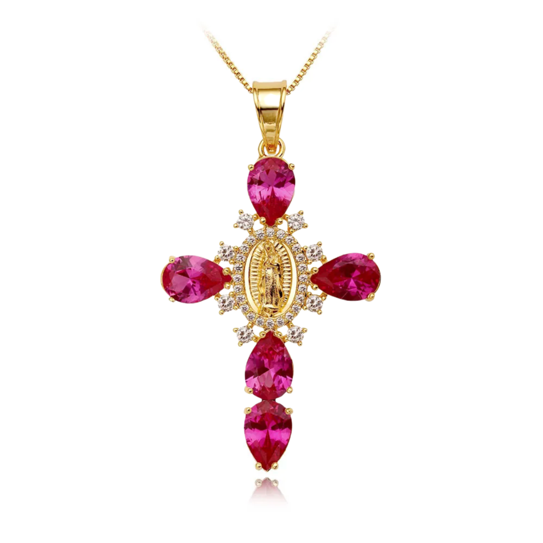 Majestic Pink Cross Necklace