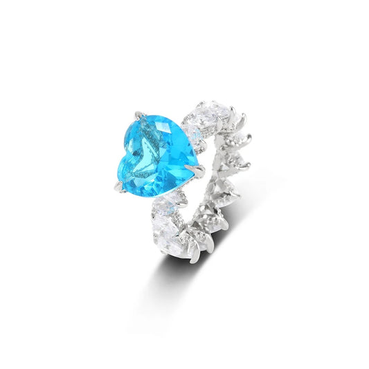Icy Blue Heart Ring