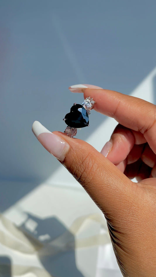 Icy Black Heart Ring