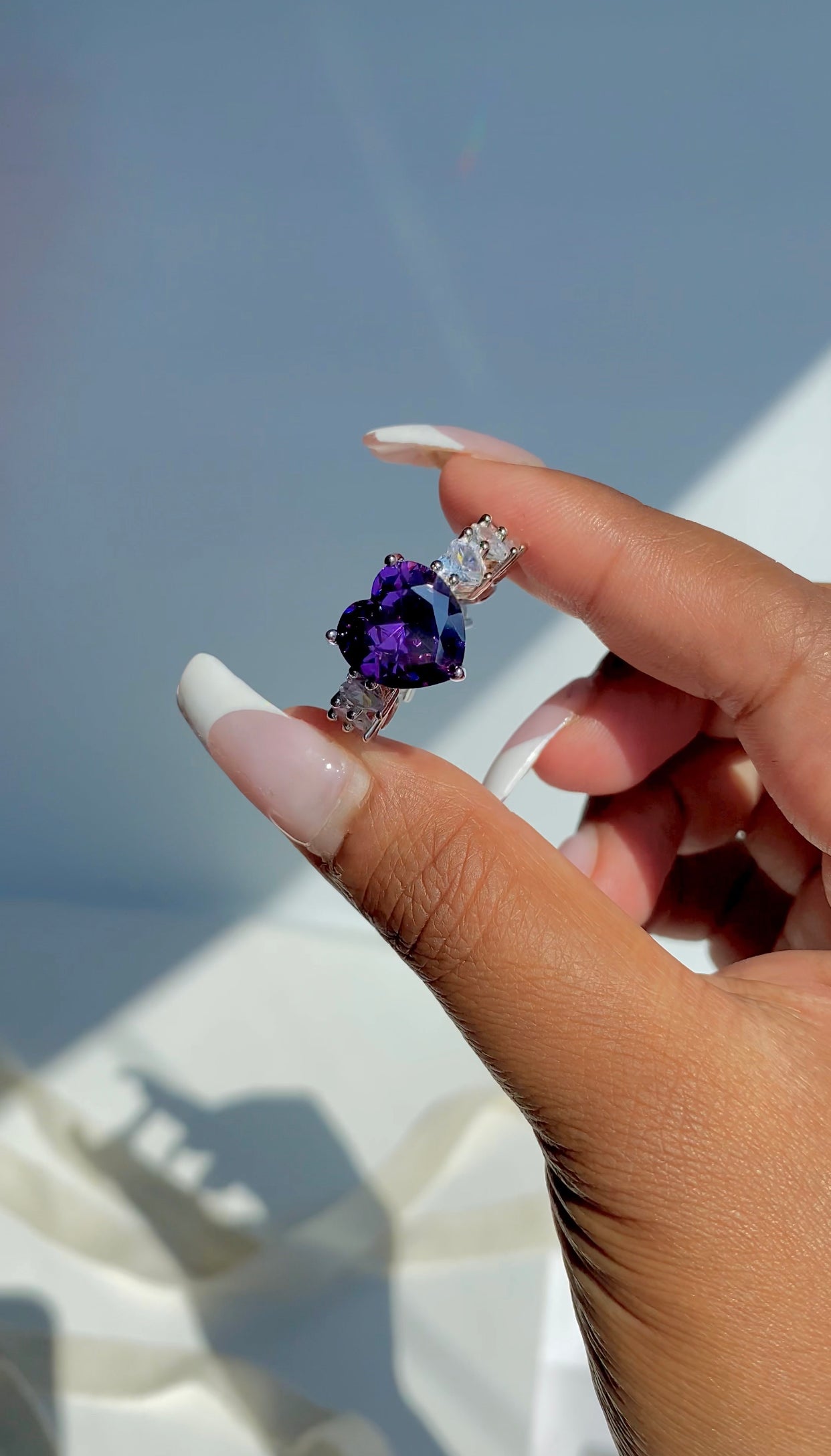 Icy Purple Heart Ring