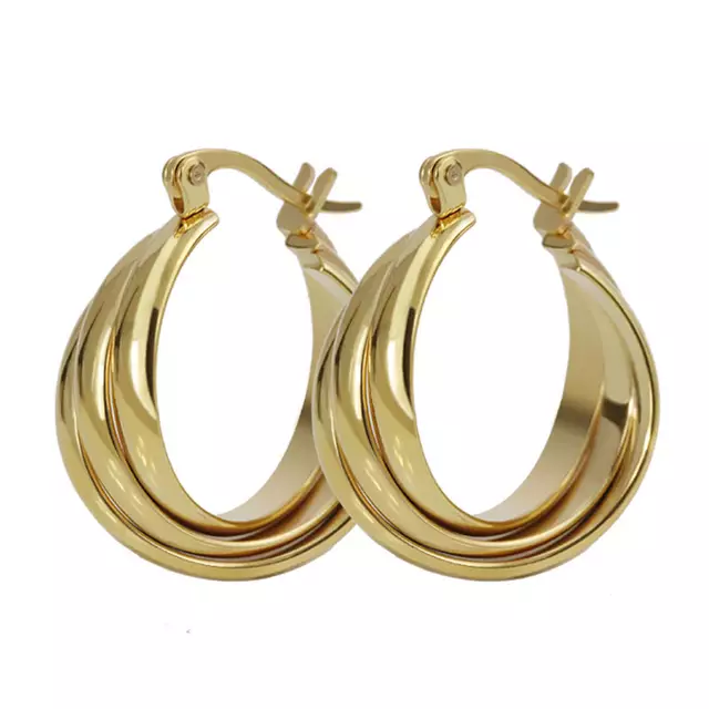 21 mm Golden 90's Twisted Gold Hoop Earrings