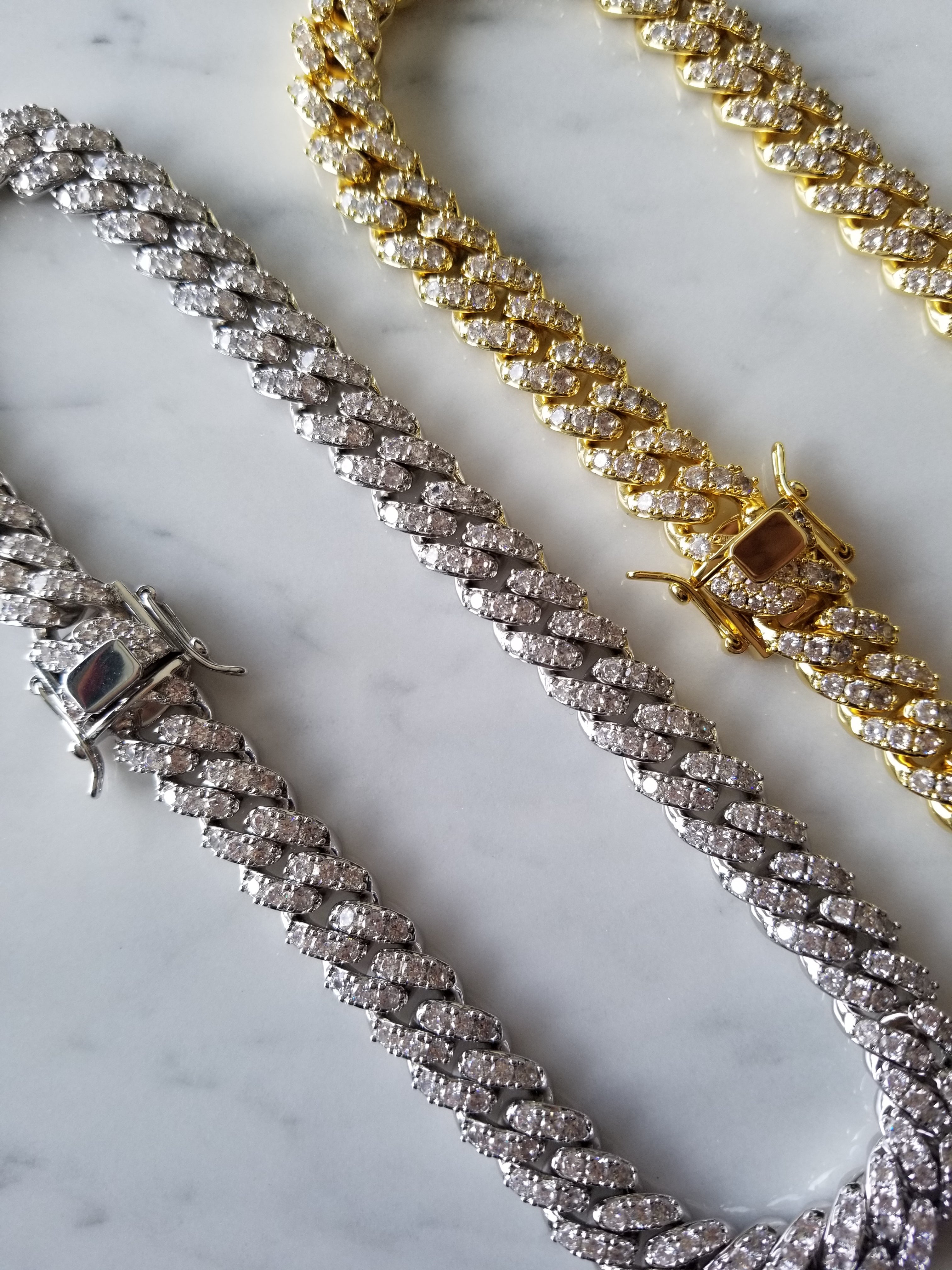 18k Gold Plating Classic Icy Cubano Link Chain