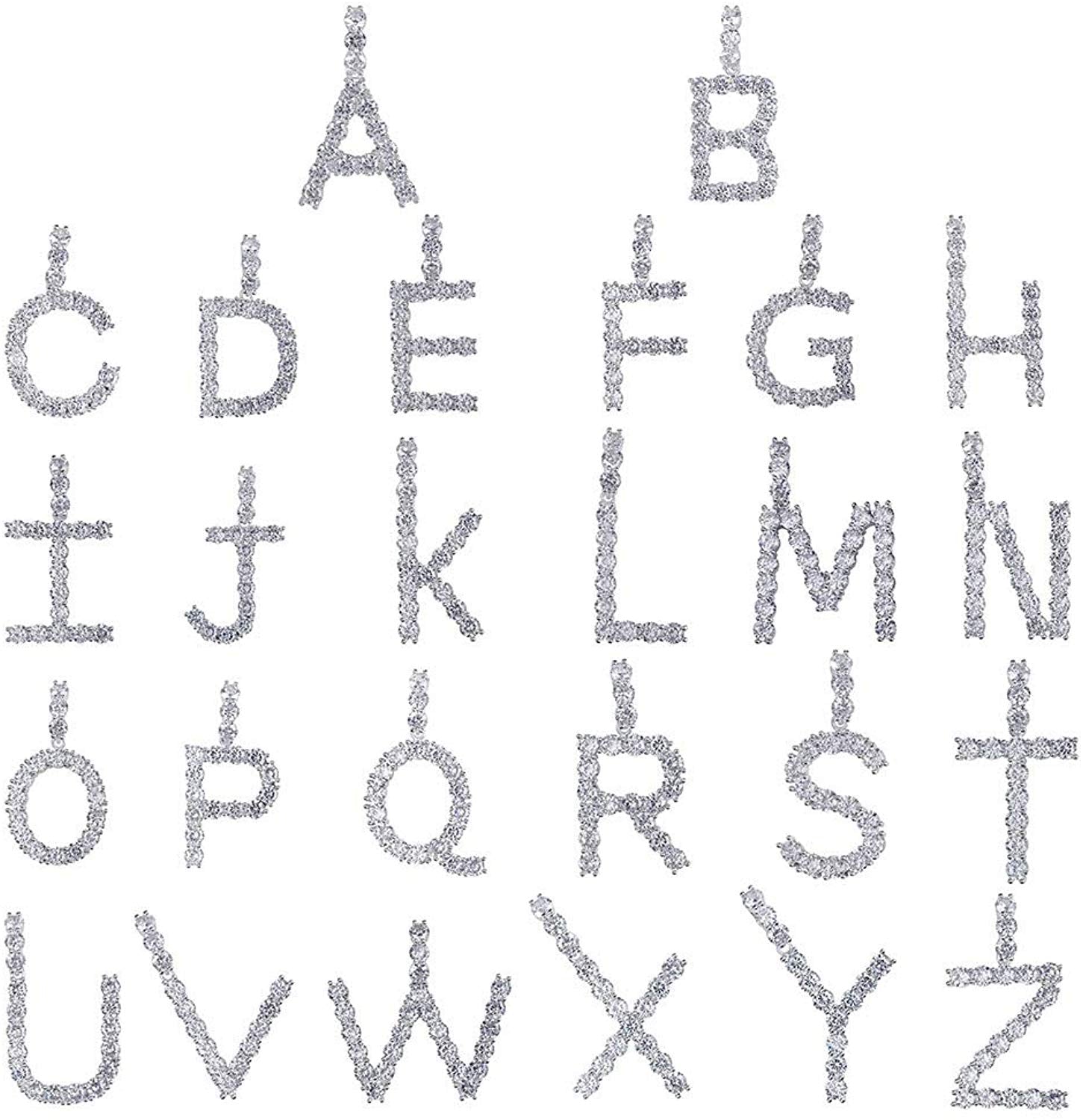 20 mm Silver Iced out Letter Pendants