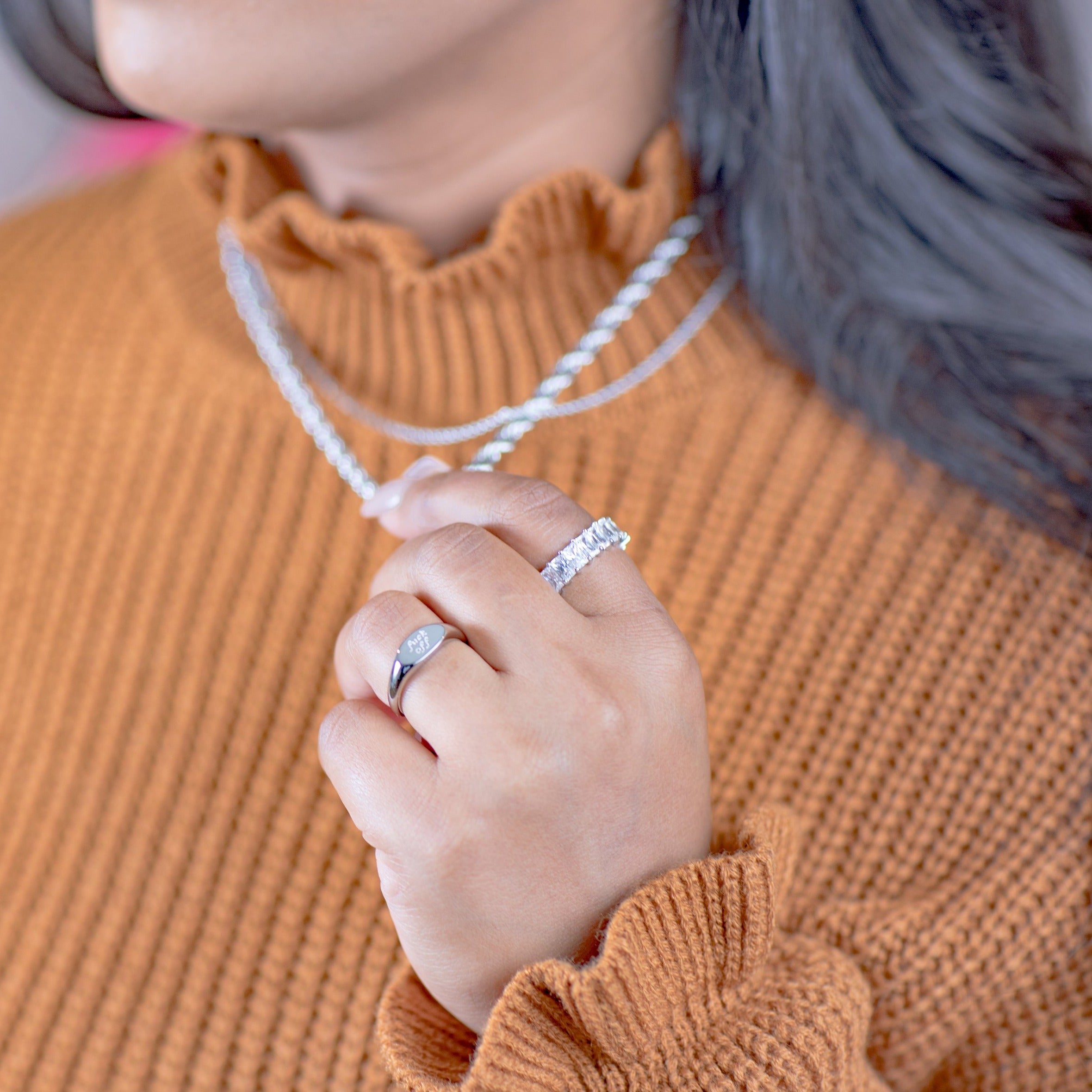 Dainty Oval Leave Me Alone Fashion Ring