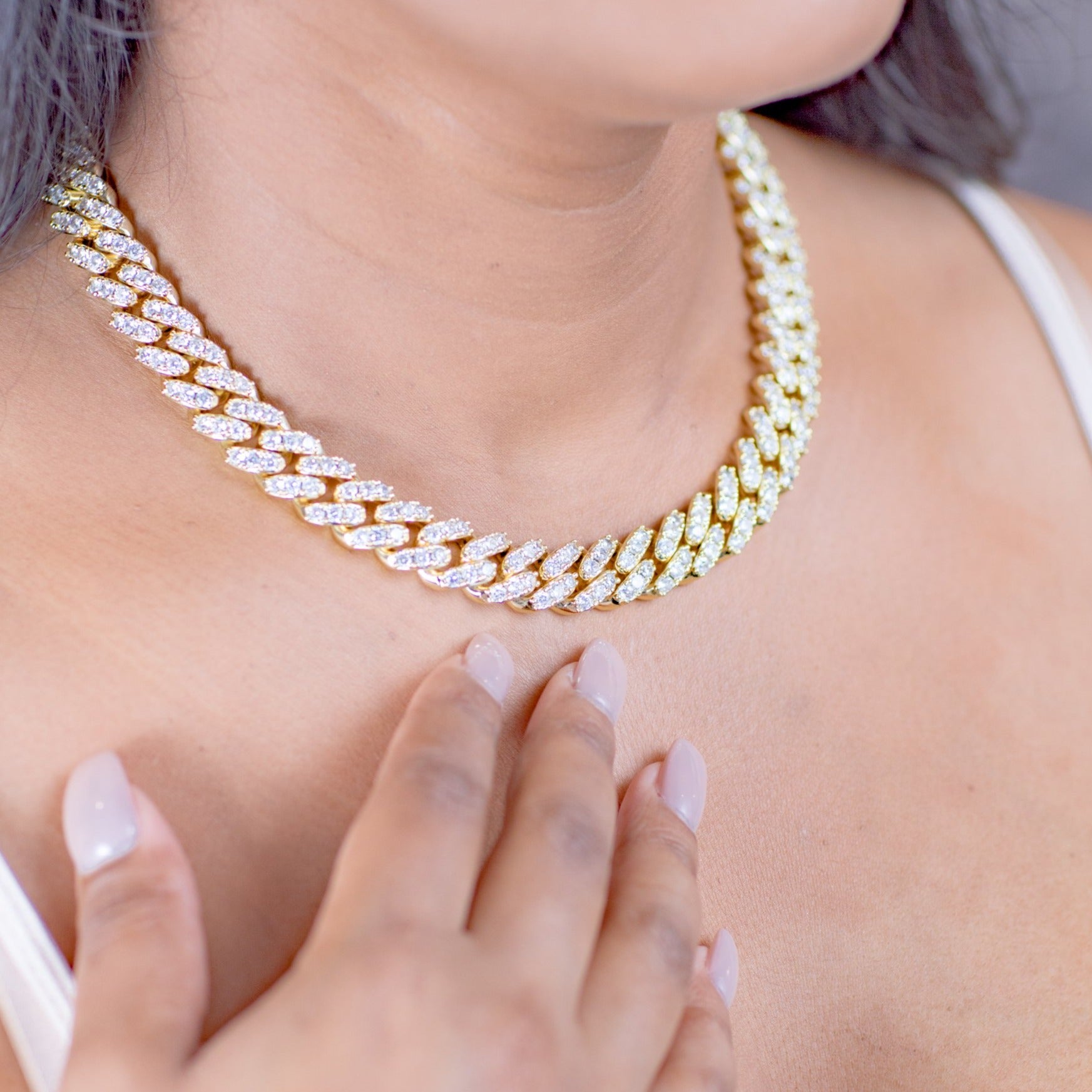 18k Gold Plating Classic Icy Cubano Link Chain