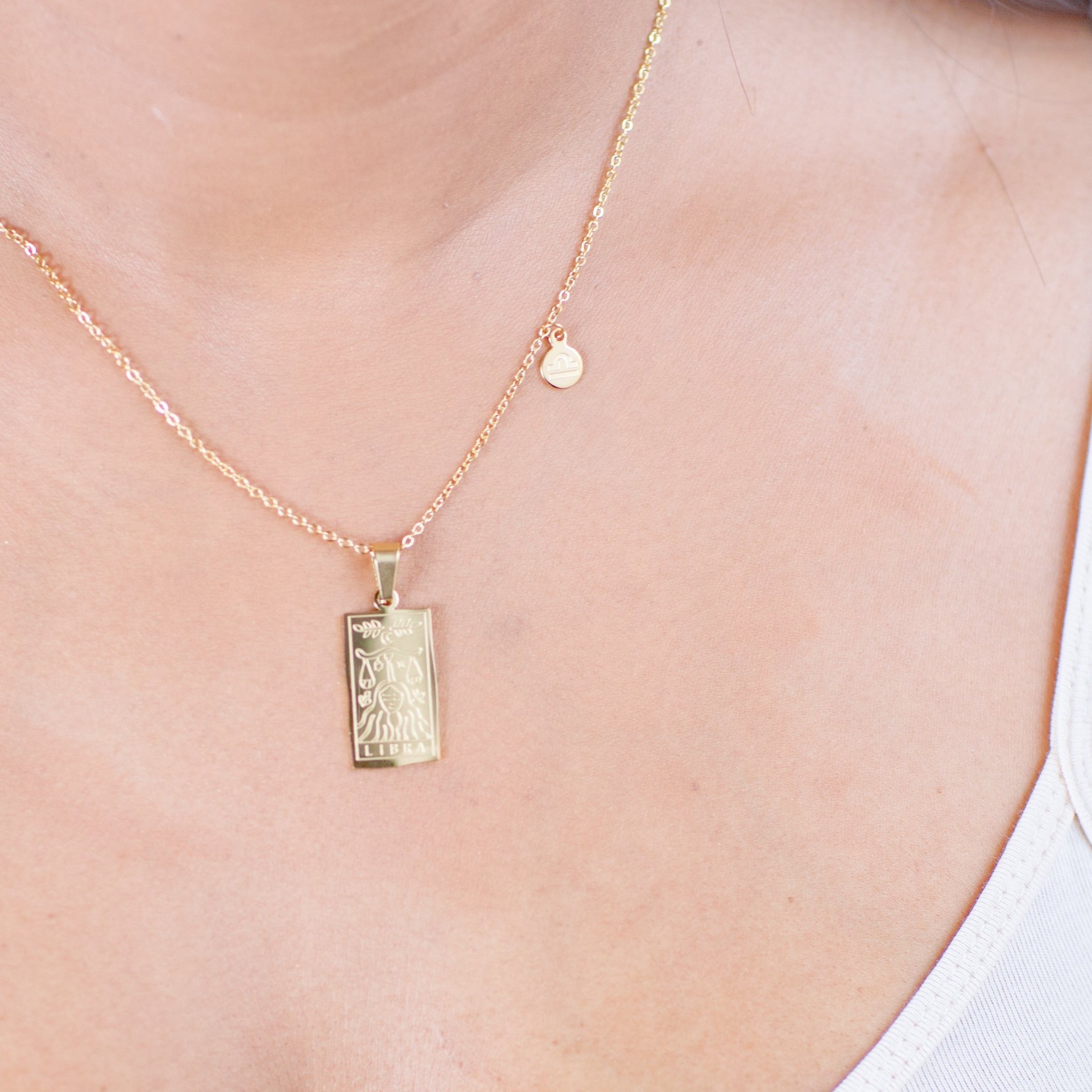 Stainless Steel Zodiac Card Chain Necklace