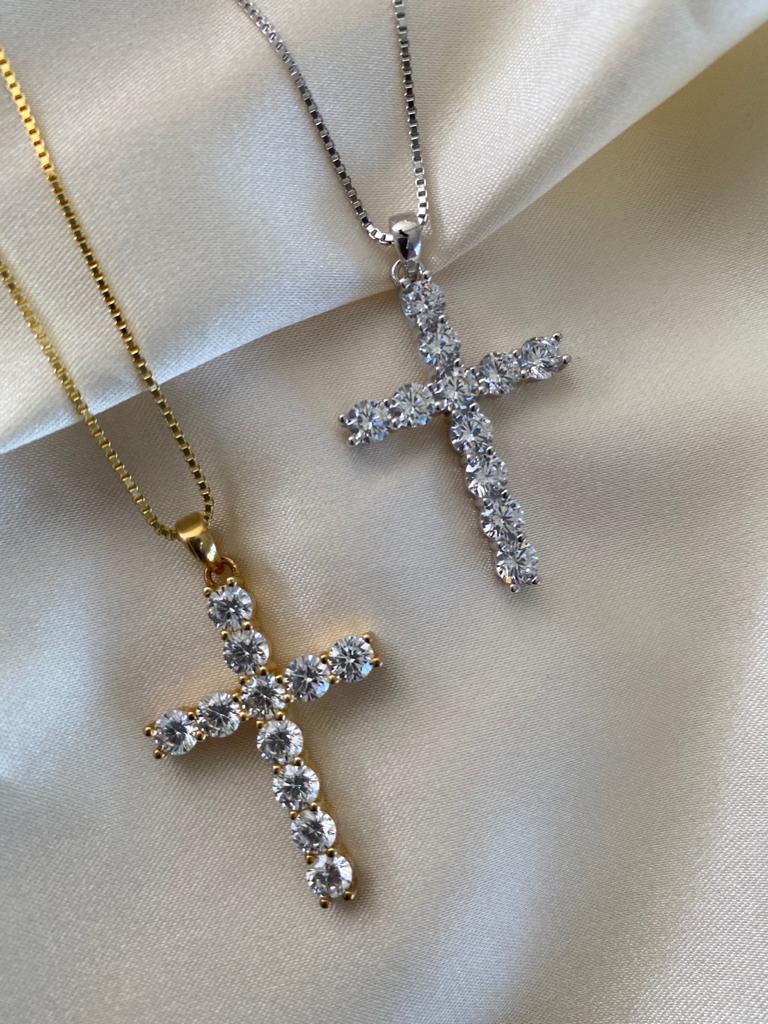 18 Inch Crystal Cross Necklace
