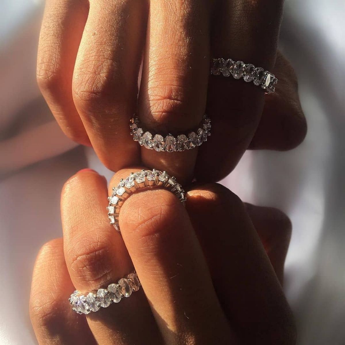 Oval Cut Sterling Silver Mila Band