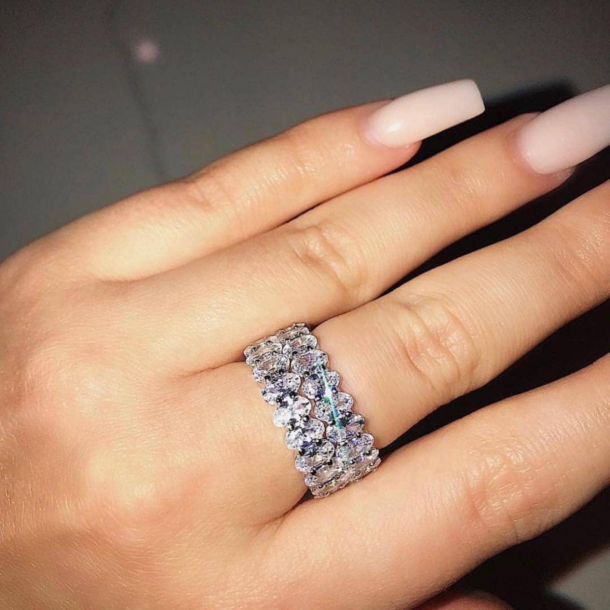 Oval Cut Sterling Silver Mila Band