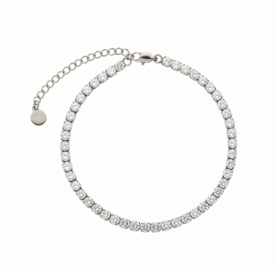 Stainless Steel Glazd Tennis Chain Anklet