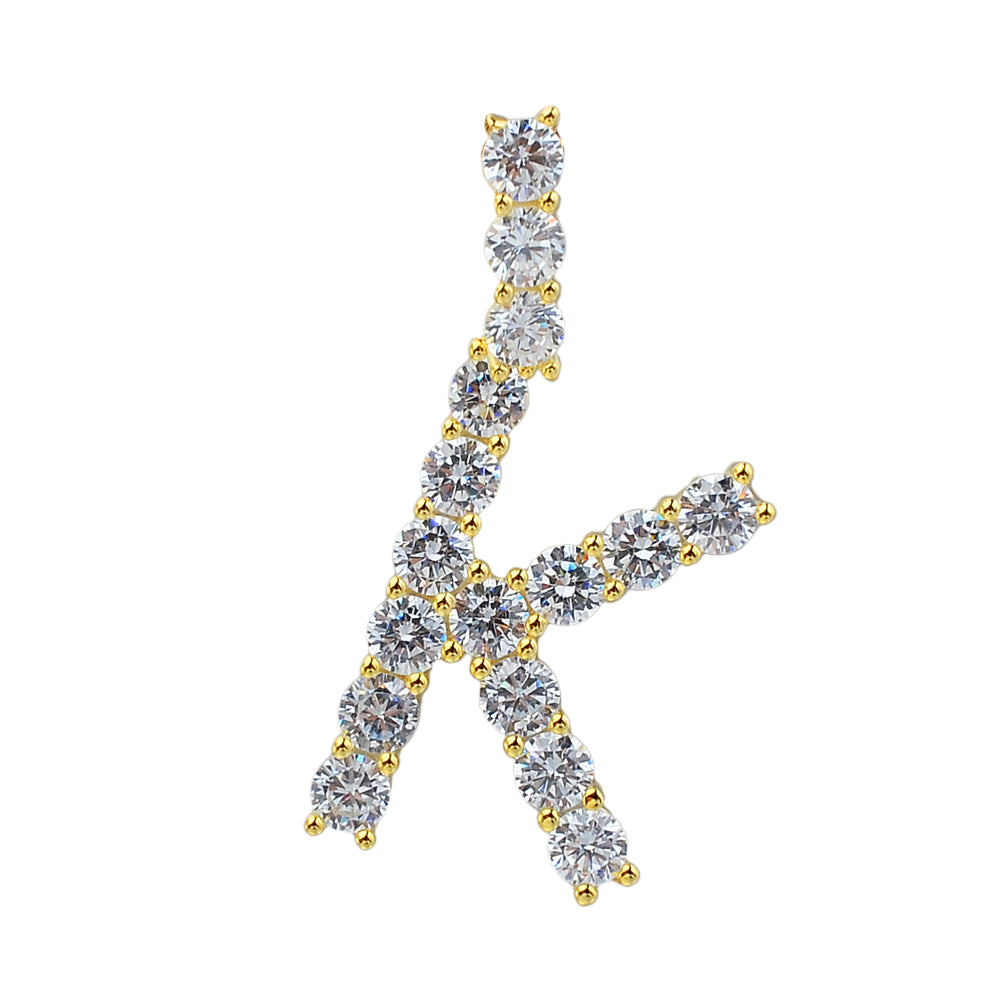 20 mm Silver Iced out Letter Pendants