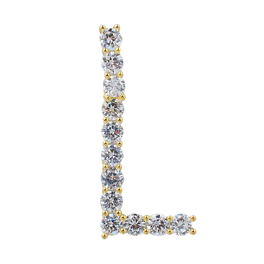 20 mm Silver Iced out Letter Pendants