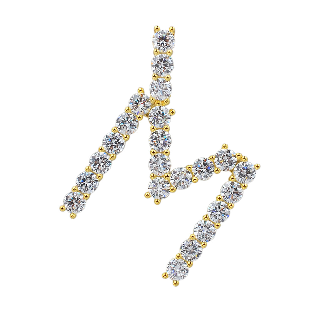 20 mm Silver Iced out Letter Pendants