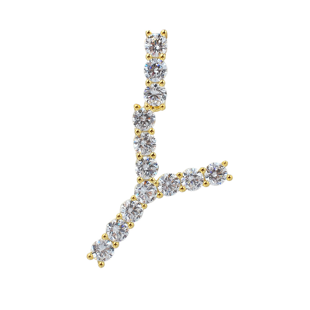 20 mm Silver Iced out Letter Pendants