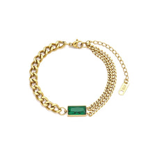 Stainless Steel Golden Eva Emerald Chain Bracelet