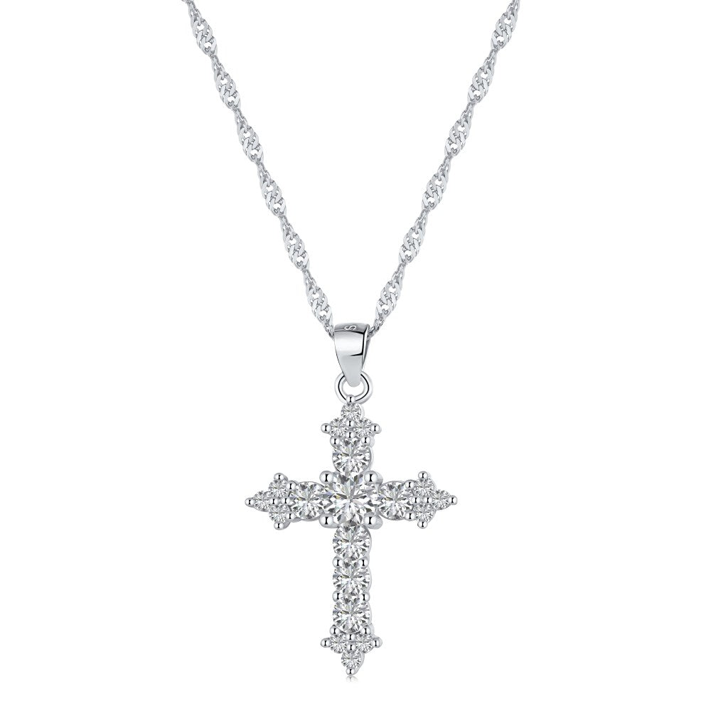 Crystal Cross Necklace (Gold or Silver) from Glazd Jewels
