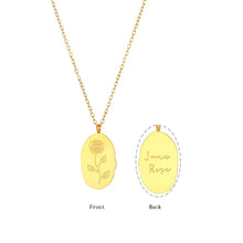 Gold tone Steel Reversible Birth Flower Pendant Chain Necklace