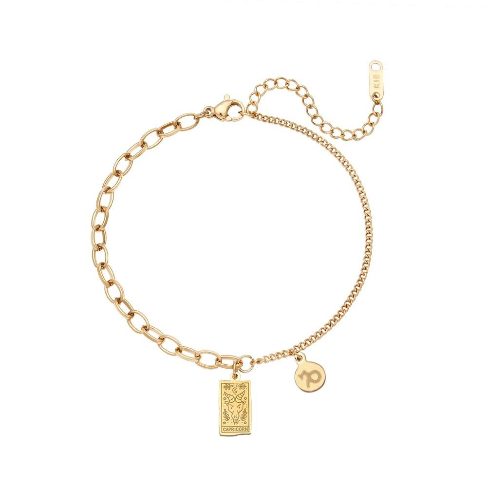 Golden Zodiac Card Chain Bracelet