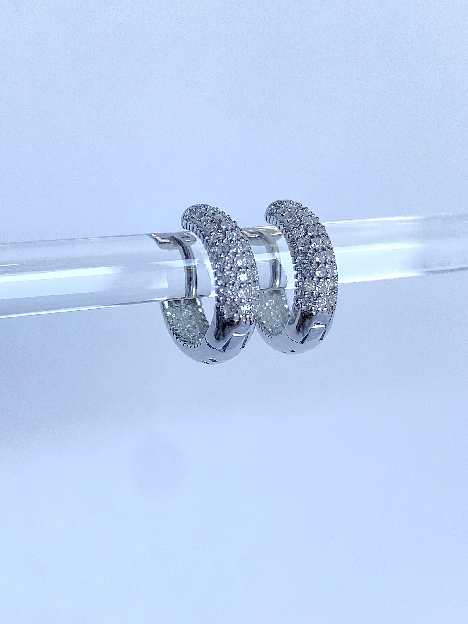 3 mm Sterling Silver Gia Huggies Hoop Earrings with Rhodium Plating
