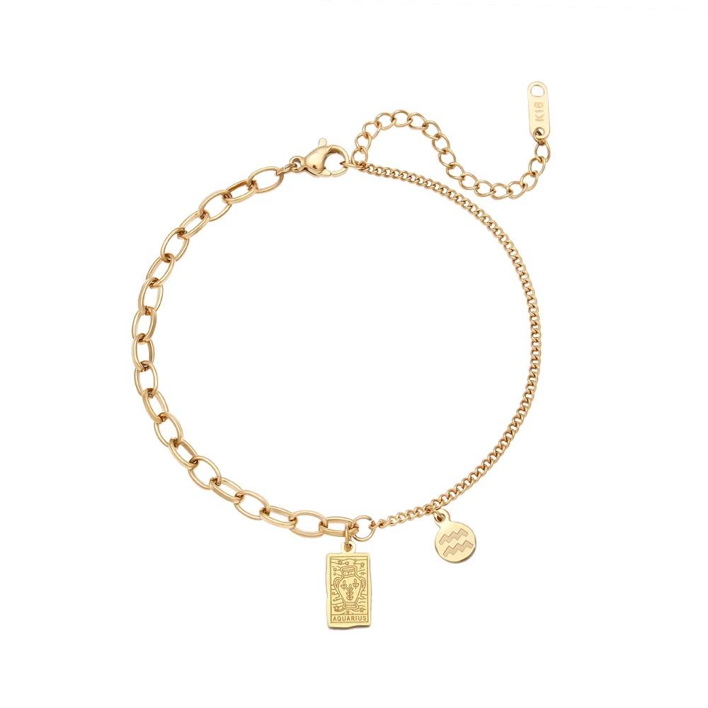 Golden Zodiac Card Chain Bracelet