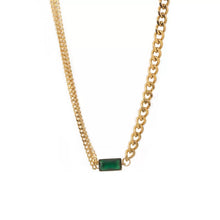 Golden Eva Emerald Stainless Steel Chain Necklace