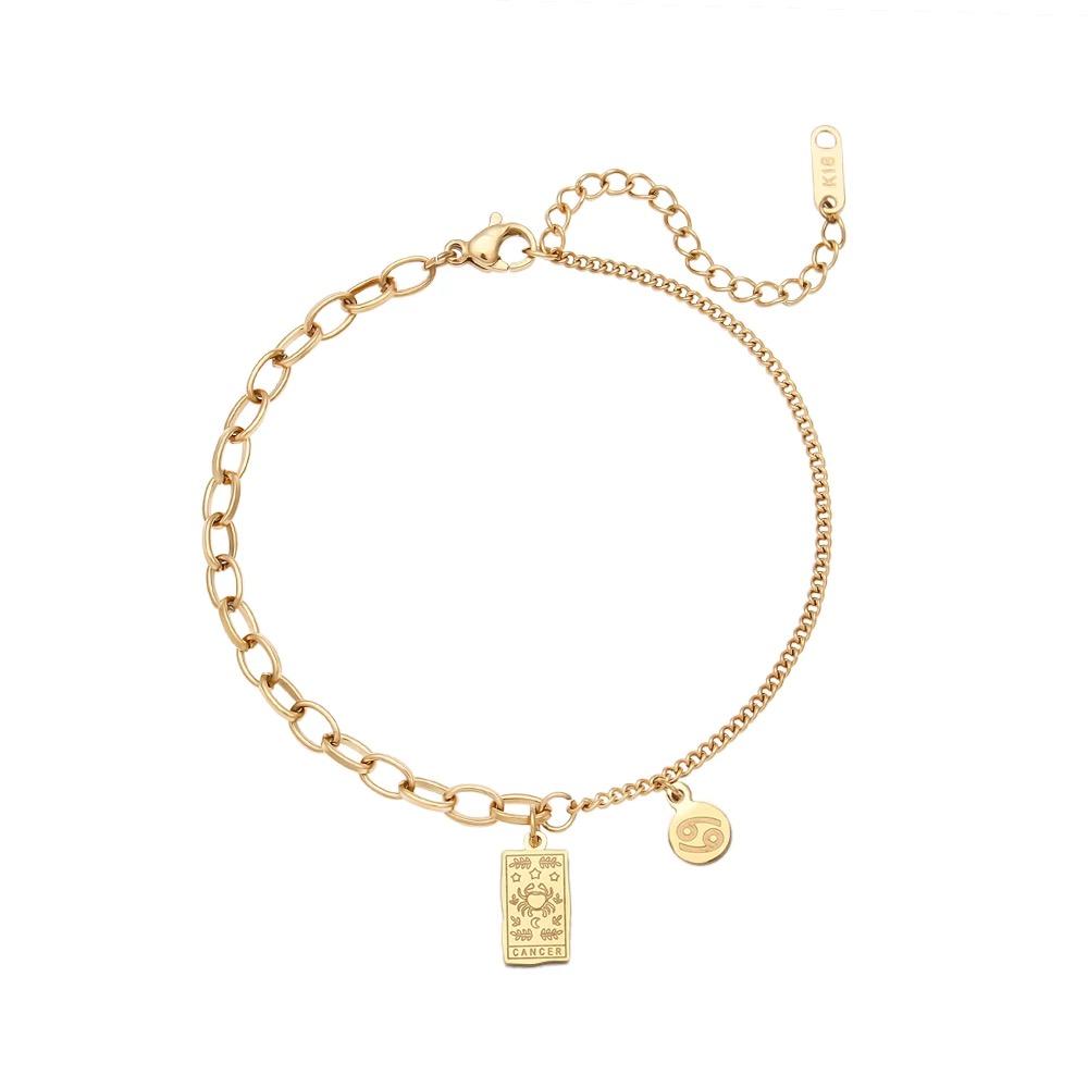 Golden Zodiac Card Chain Bracelet