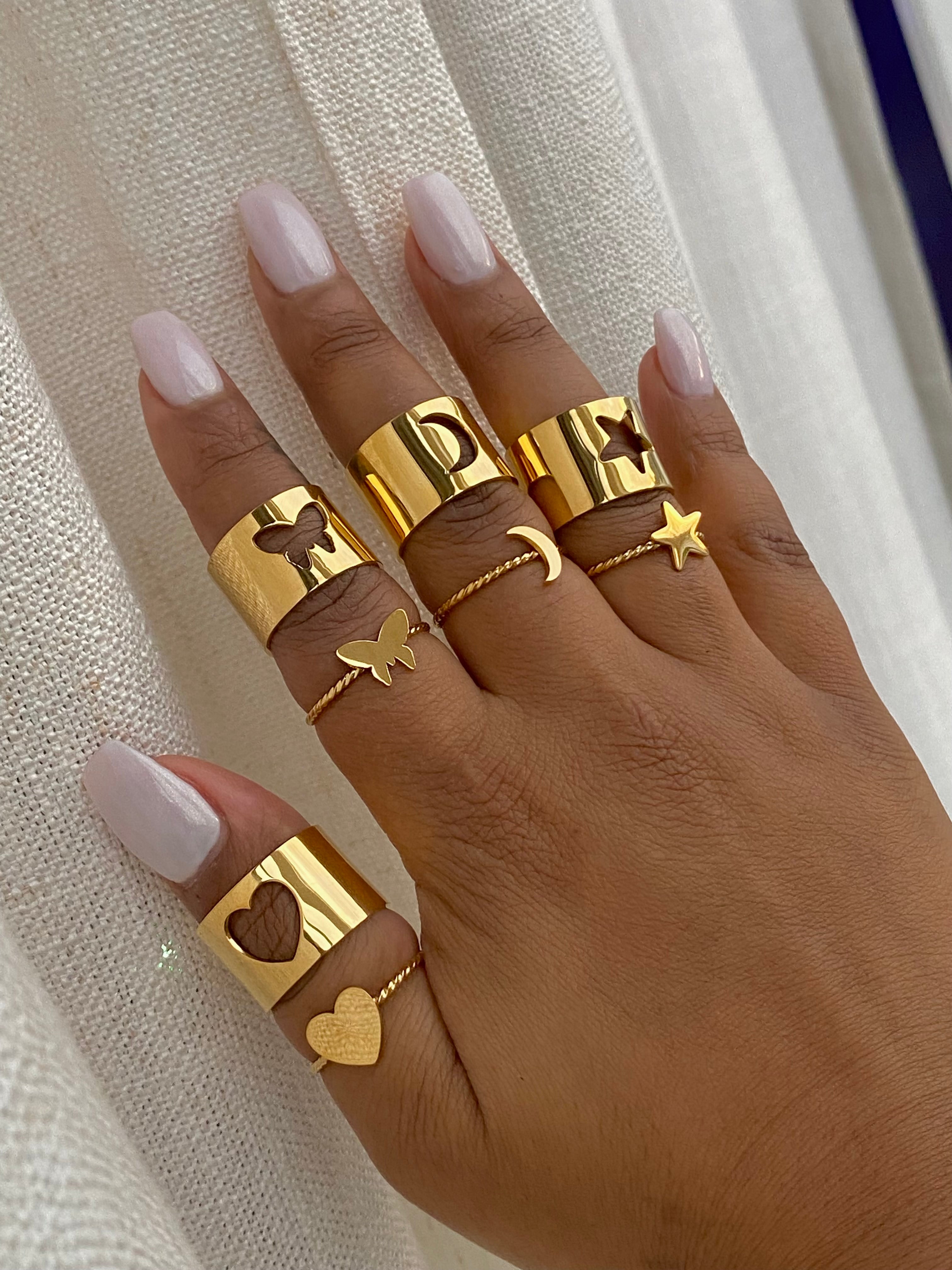 Heart of Gold Ring Set