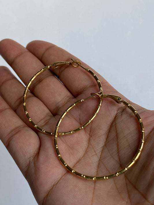 45 mm Golden Elaina Stainless Steel Hoop Earrings