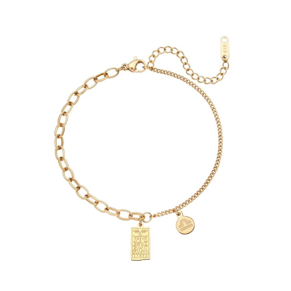 Golden Zodiac Card Chain Bracelet