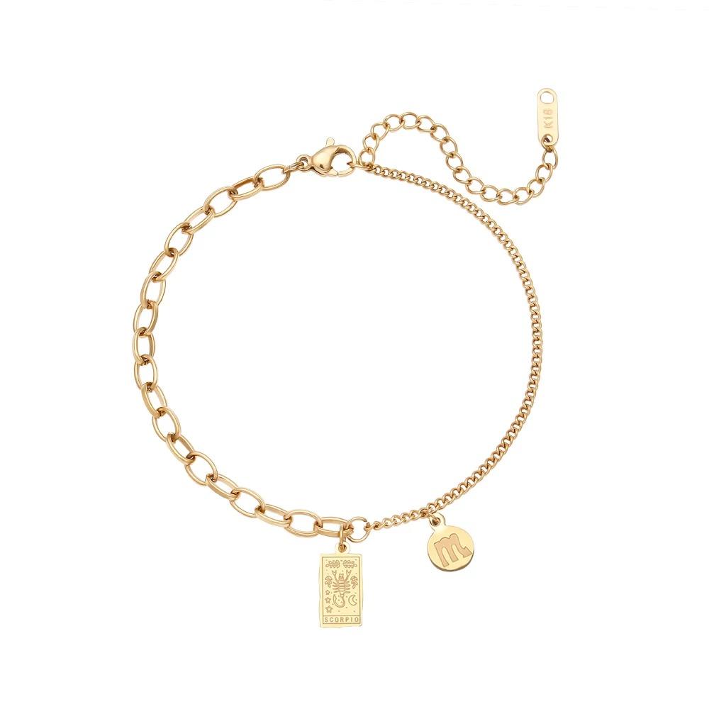 Golden Zodiac Card Chain Bracelet