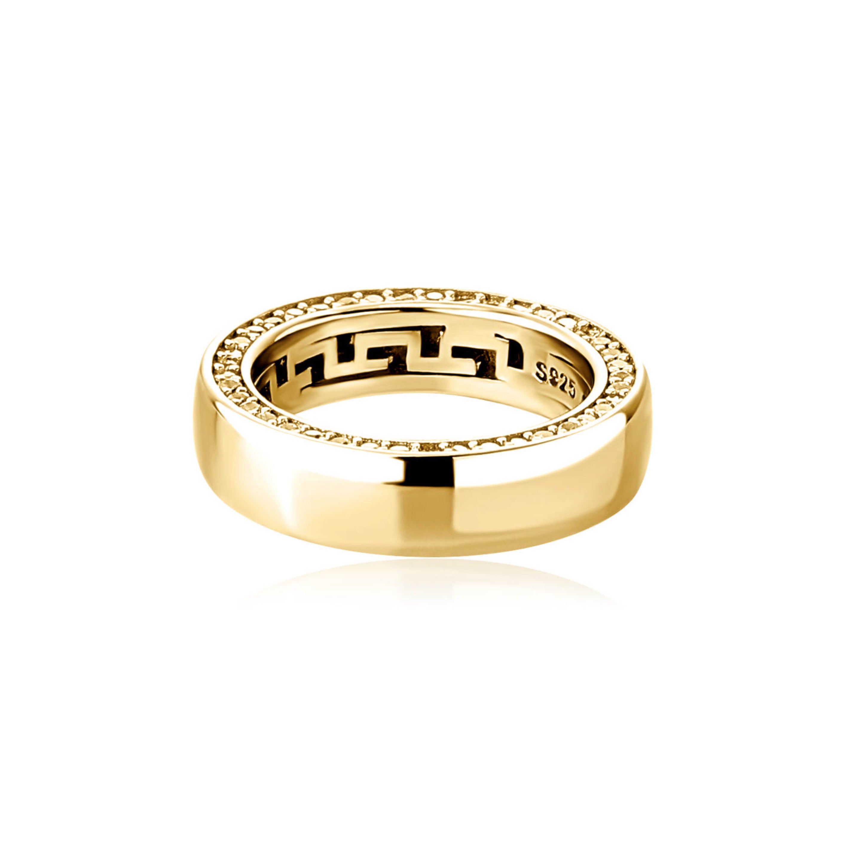 Engraved Greek Key Ring Gold | Versace US