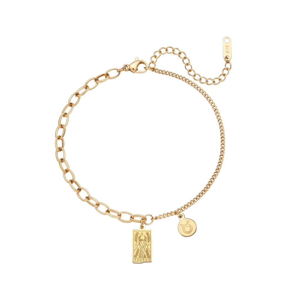 Golden Zodiac Card Chain Bracelet