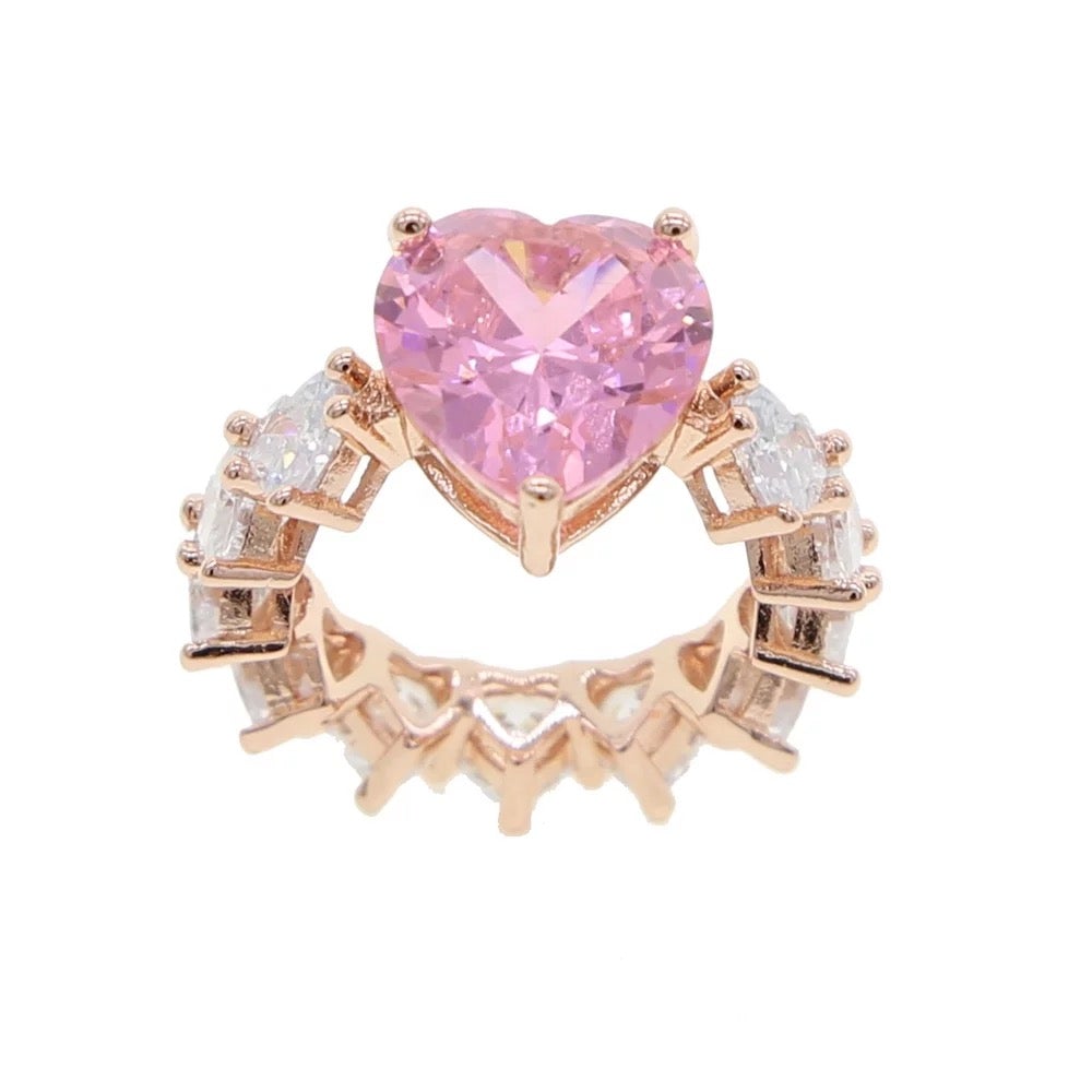 Icy Pink Heart Ring