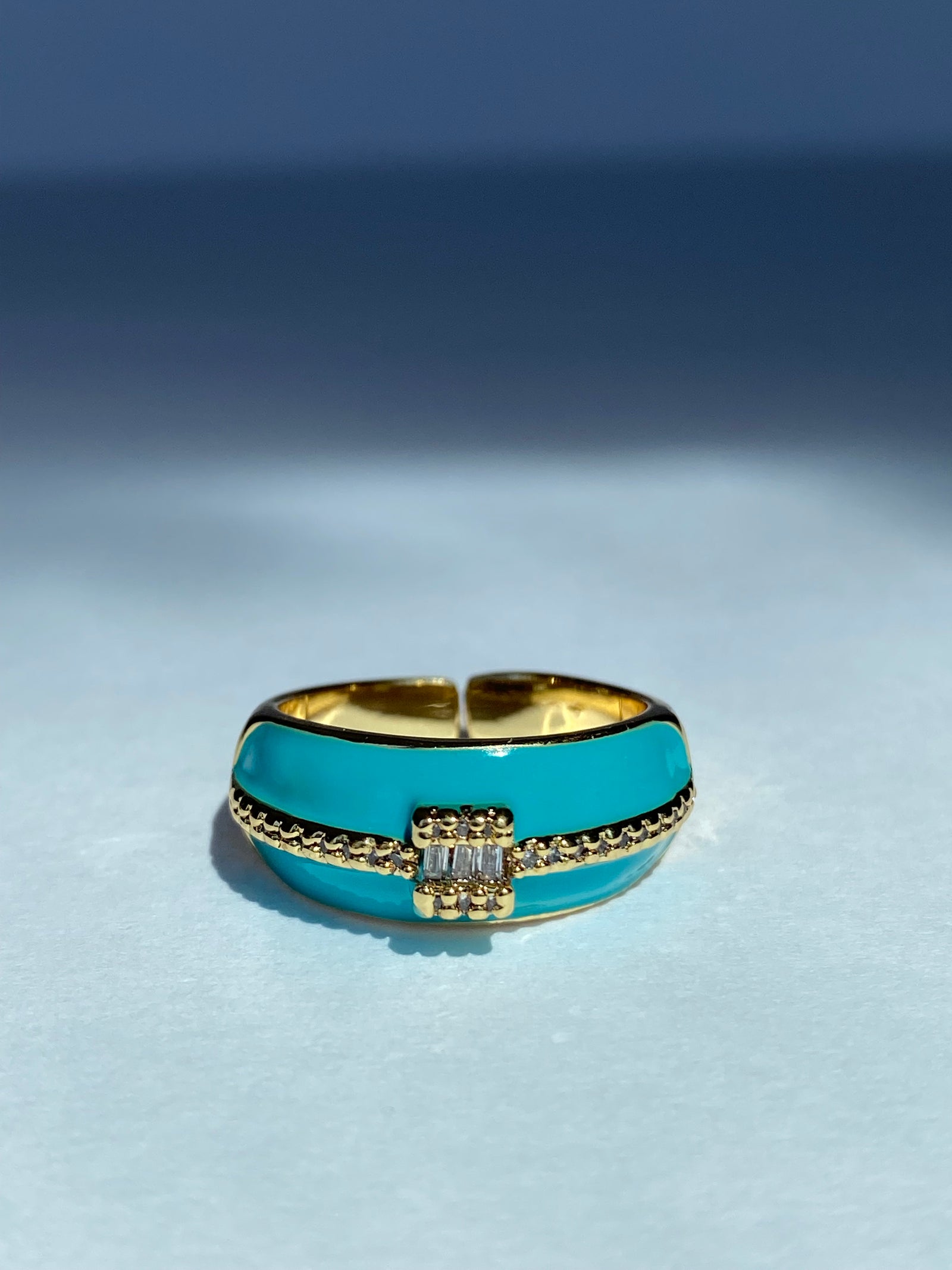 18k Gold Hand Painted Enamel Diana Fashion Ring