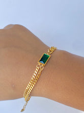 Stainless Steel Golden Eva Emerald Chain Bracelet