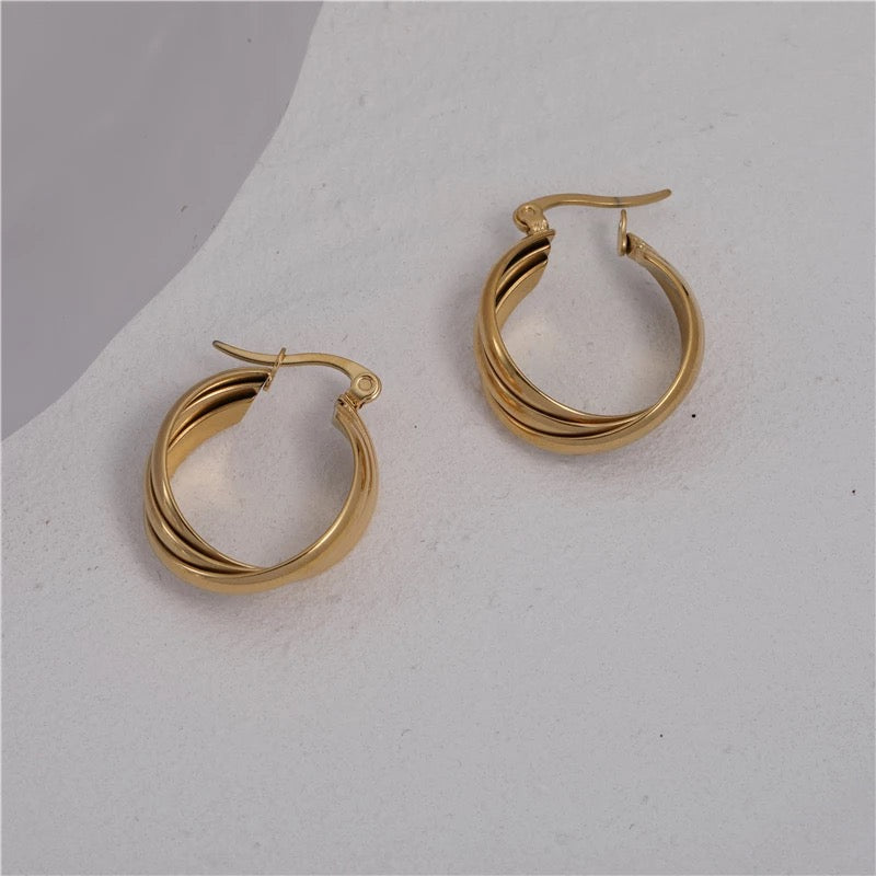 Large Gold Chunky Hinged Hoop Earrings in Yellow, Rose or White Gold