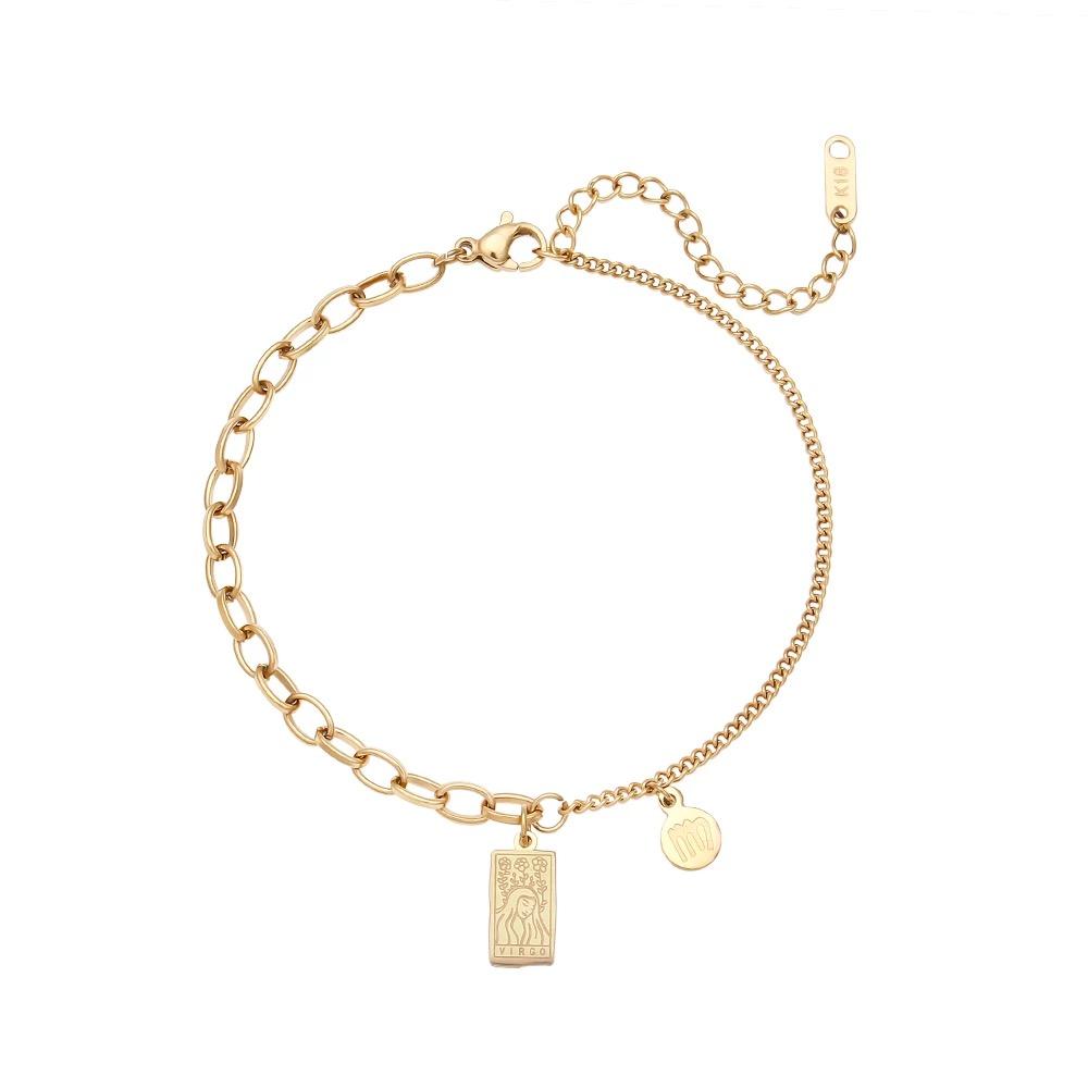 Golden Zodiac Card Chain Bracelet